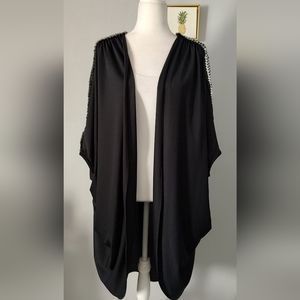 Cardigan Tunic Women Size XL  Lightweight t Cap Sleeves Relaxed  Sequin Shoulder
